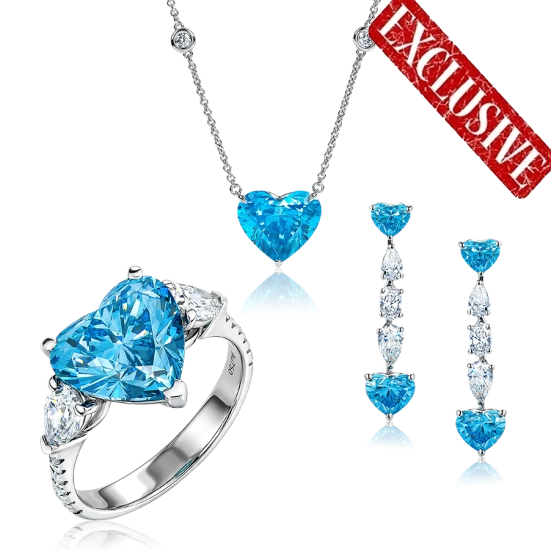 HEART DIAMOND 13.25 CT FANCY VIVID GREENISH BLUE/VVS2 SET (GIA)