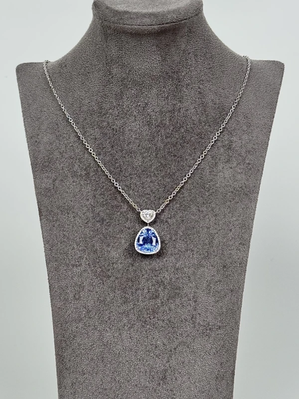 СЕРЬГИ NO NAME SAPPHIRE PENDANT 11.50ct. WHITE GOLD 0.90ct E/VS2 3