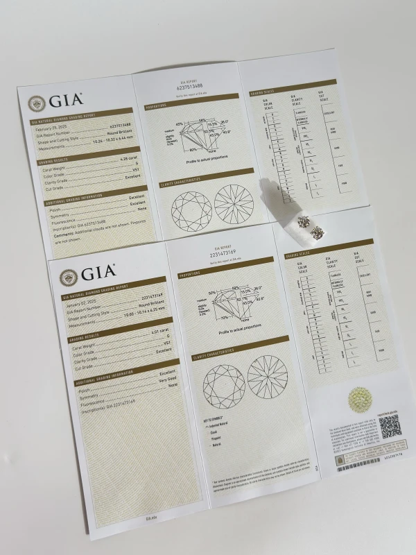 Earrings without a brand ROUND DIAMONDS 4.01-4.28 G/VS1 EARRINGS (GIA) NN4.01-4.28 G/VS1 (GIA) 4