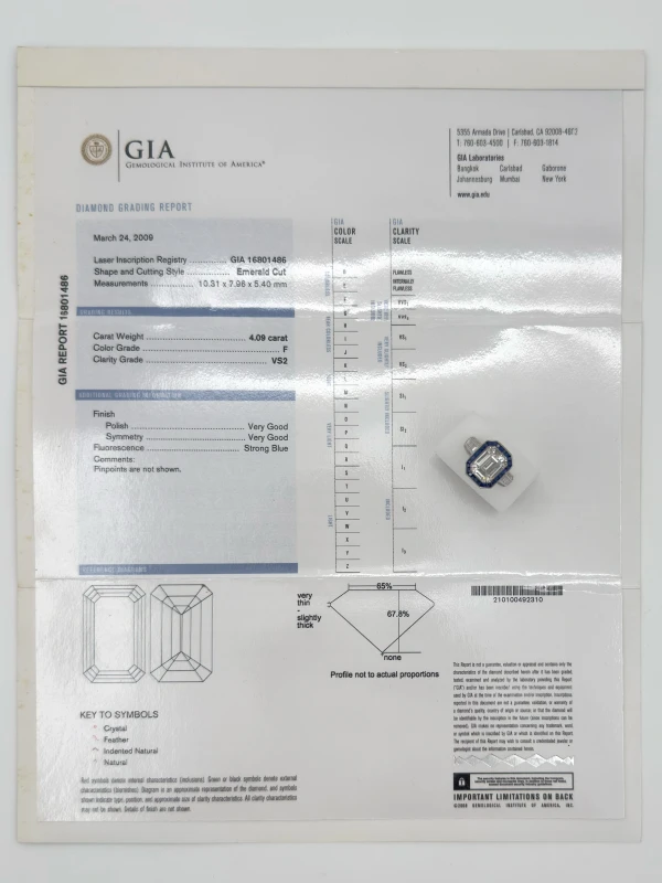 No name DIAMOND RING 4.09 CT F/VS2 (GIA) 4.09 CT F/VS2 5