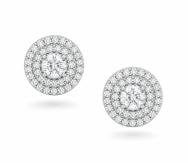 ROUND DIAMOND DOUBLE HALO STUD EARRINGS 1.80 CT