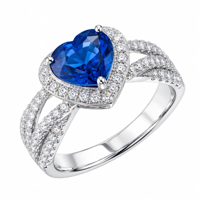 HEART SAPPHIRE 1.94 CT ROYAL BLUE RING (SIZE 53)