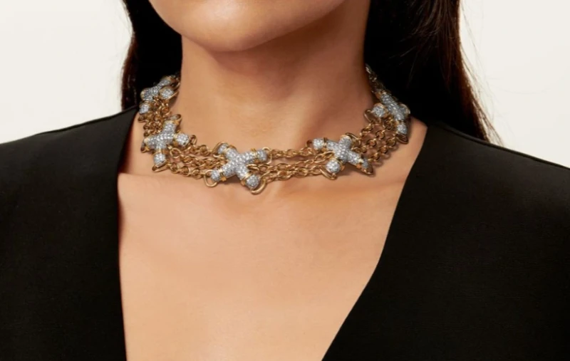 Tiffany & Co X Link Necklace in Yellow Gold and Platinum 60107672 2