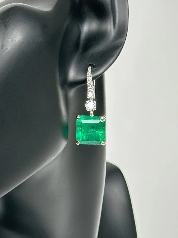 Earrings without a brand СЕРЬГИ С ИЗУМРУДАМИ 7.88-8.14CT GRS (COLOMBIA, VIVID GREEN) 7.88-8.14 Vivid Green 4