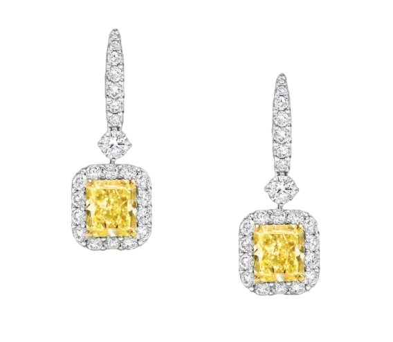 No name RADIANT DIAMOND 3.01 - 3.01 CT FANCY LIGHT YELLOW/VVS1-VVS2 EARRINGS (GIA) NN3.01-3.01FLY 1