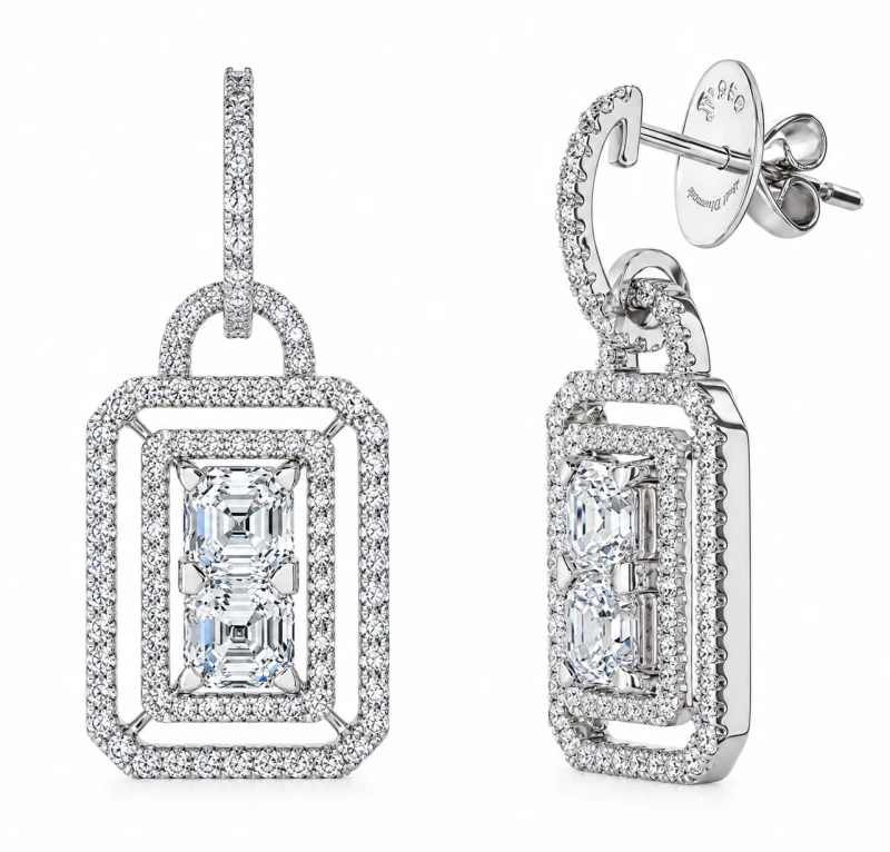 ASSCHER DIAMONDS 2.01 CT EARRINGS