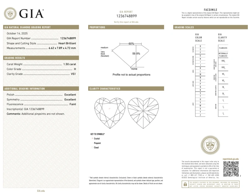 Earrings without a brand HEART DIAMOND 1.50-1.51 CT H/VS1 EARRINGS (GIA) nn1.50-1.51ct H/VS1 4