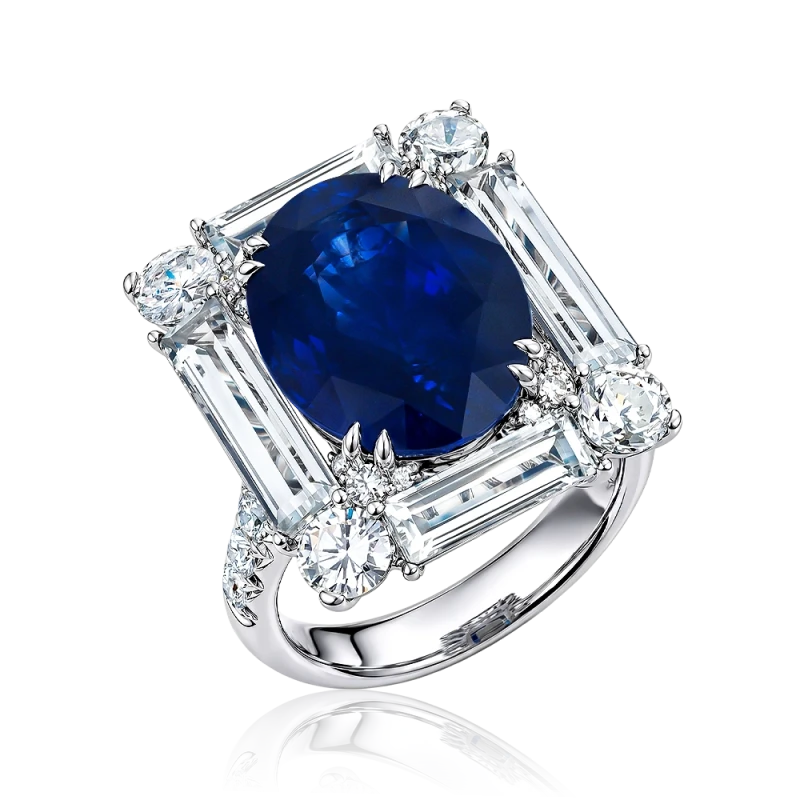 OVAL SAPPHIRE 12.79 CT "ROYAL BLUE" RING (GRS)