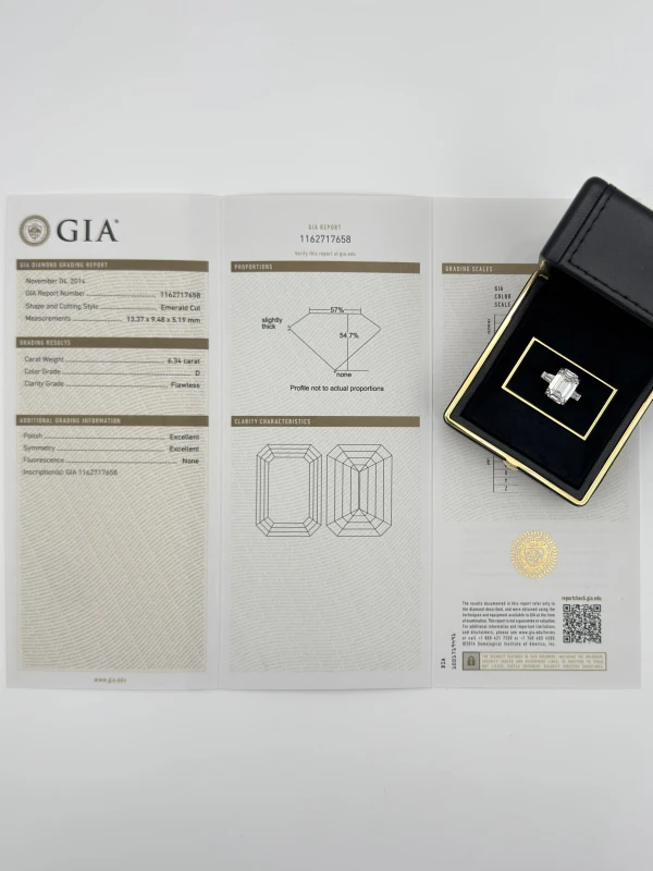 GRAFF EMERALD DIAMOND 6.34 CT D/FLAWLESS RING GR6.34 7