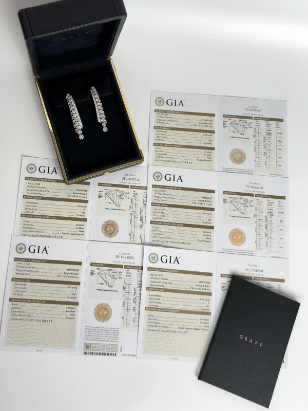 Graff White Gold White Round Diamond 12.98 ct Double Row Earrings RGE1909 4