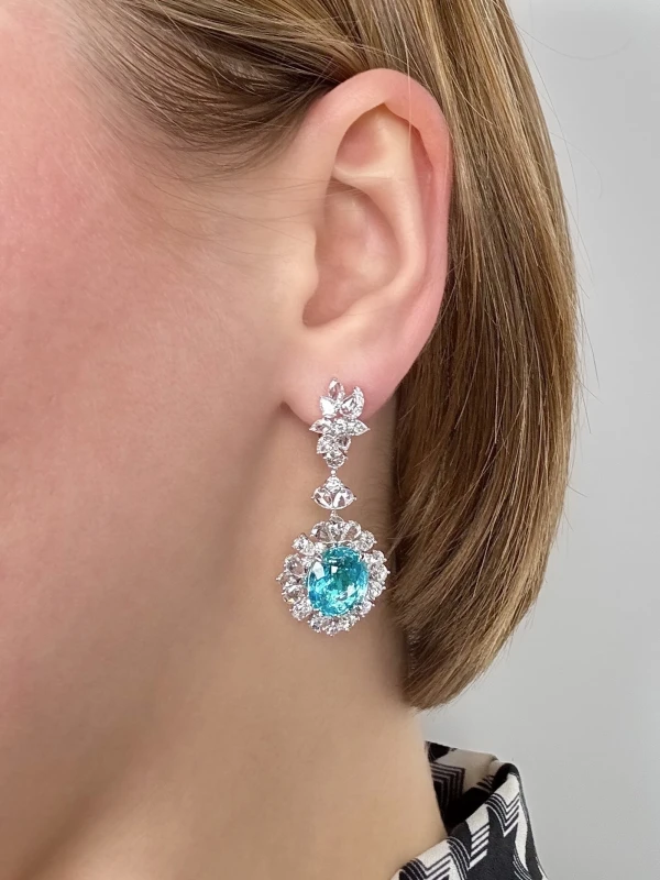 Earrings without a brand PARAIBA TOURMALINE 4.83-5.78 CT (NEON BLUE) EARRINGS NN 4.83-5.78 CT 2