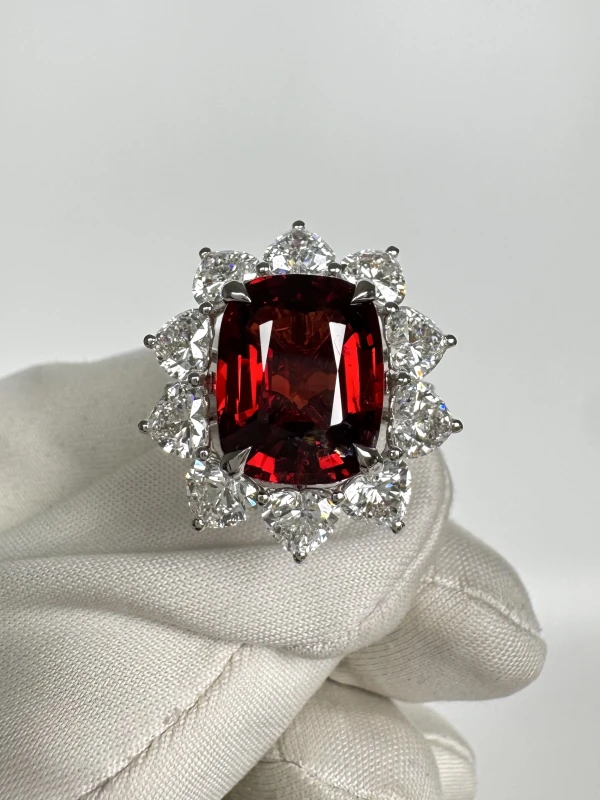 No name CUSHION SPINEL 6.11 CT VIVID RED RING (GRS) SP6.11CT 2