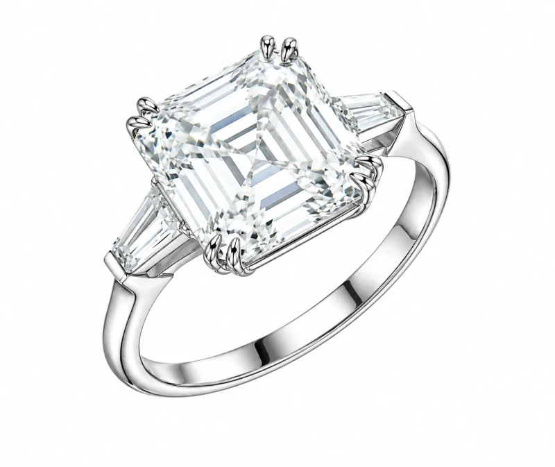 ASSCHER DIAMOND 10.01 CT H/VVS2 RING (SIZE 51) GIA