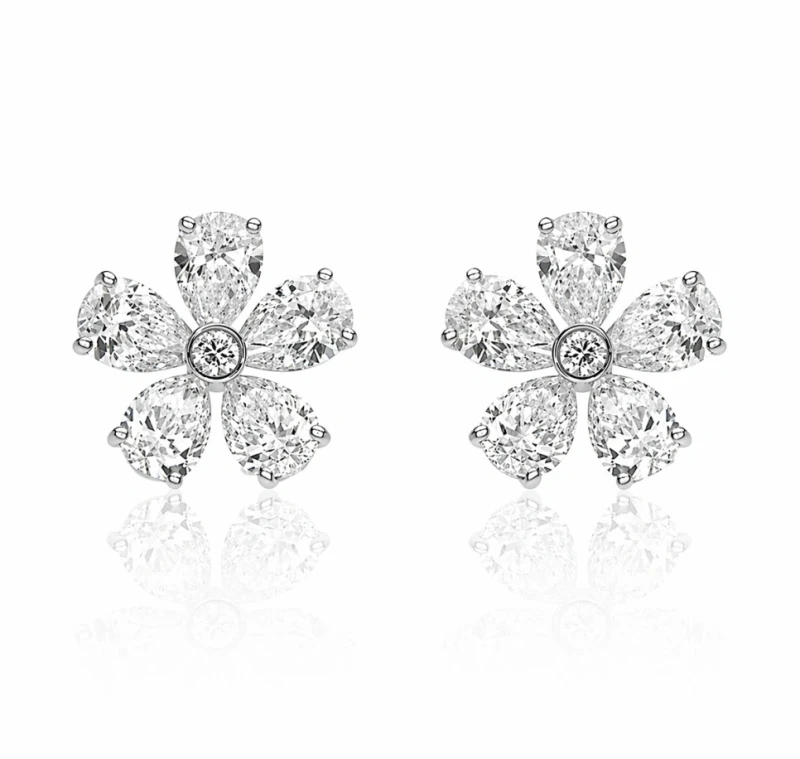 FLOWER DIAMOND 1.88 CT EARRINGS