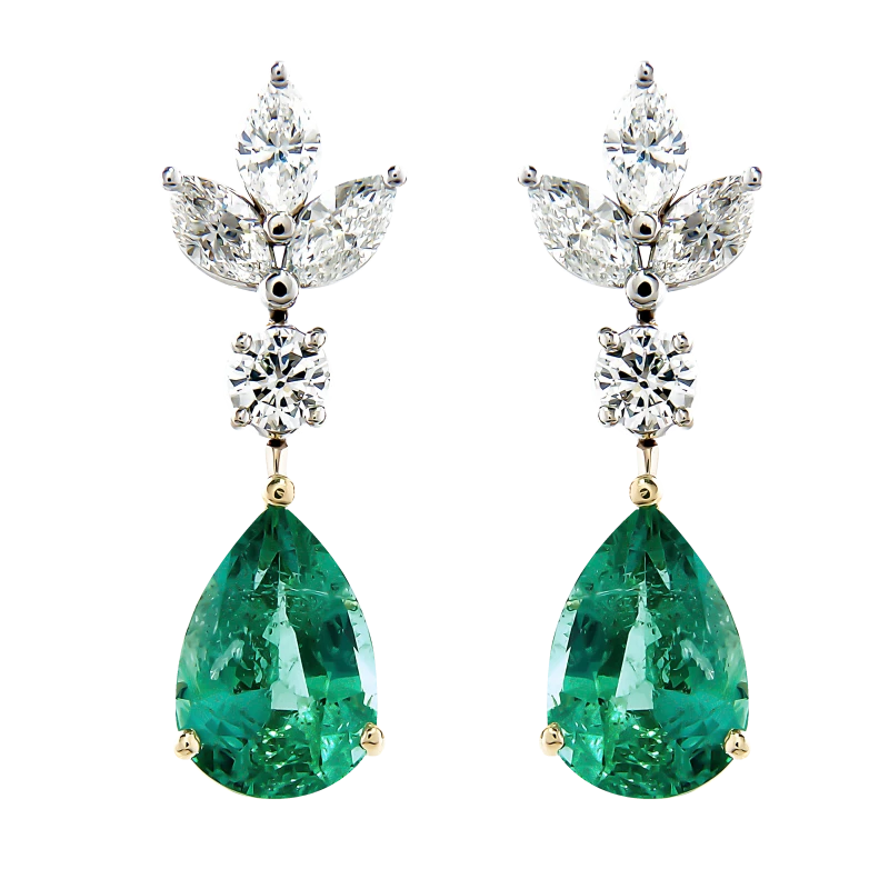 EMERALD PEARS 2.35-2.00 CT EARRING