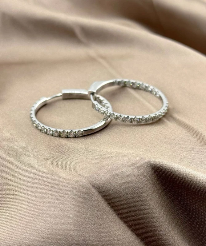 Earrings without a brand DIAMOND HOOP EARRINGS 2.09 CT 2.09 СТ 4