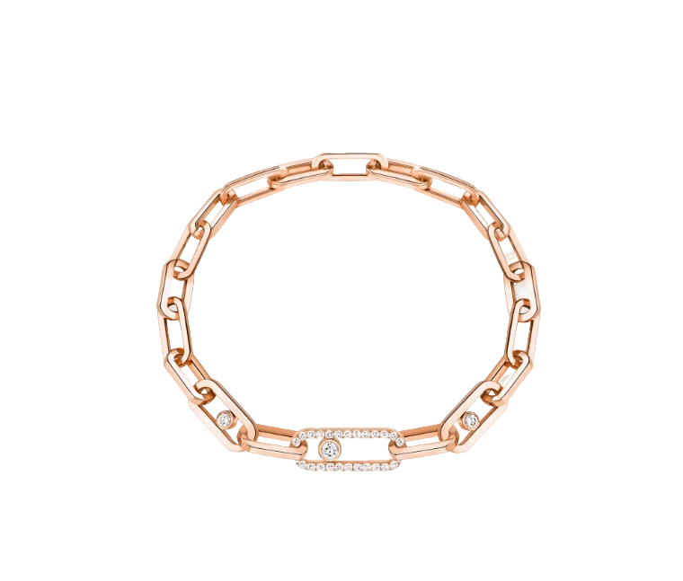 Move Link Pink Gold Diamond Bracelet (SIZE M)