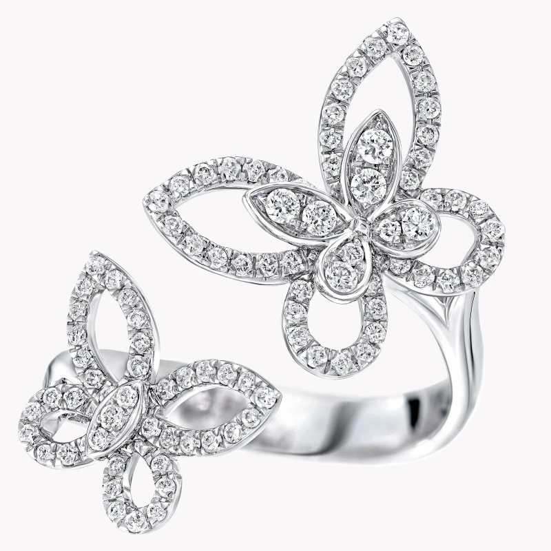 GRAFF Double Butterfly Silhouette Diamond Ring (SIZE 53) RGR789 2