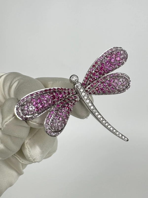 Earrings without a brand VINTAGE DIAMONDS&PINK SAPPHIRES DRAGONFLY PB1406 3