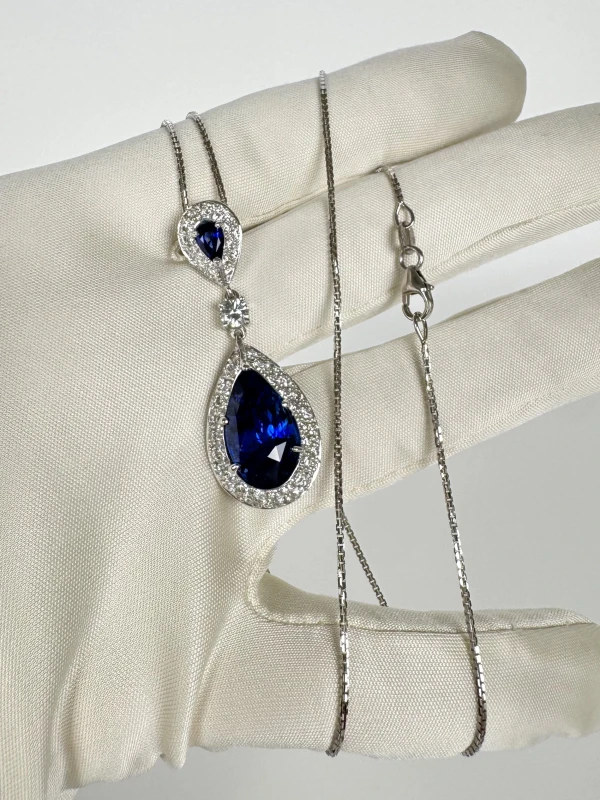 PEAR SAPPHIRE 8.56 CT BLUE PENDANT (GRS) 8.56сt 4