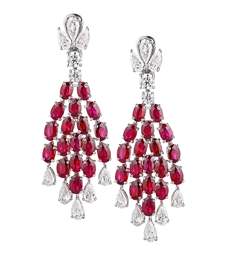 DIAMOND 7.56 CT & RUBY 21.88 CT EARRINGS