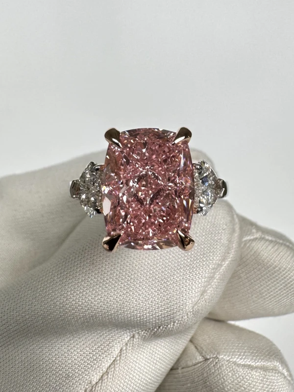 Earrings without a brand CUSHION DIAMOND 5.02 CT FANCY INTENSE PINK*/VVS2 RING (SIZE 51) GIA nn5.02 FIP/VVS2 3