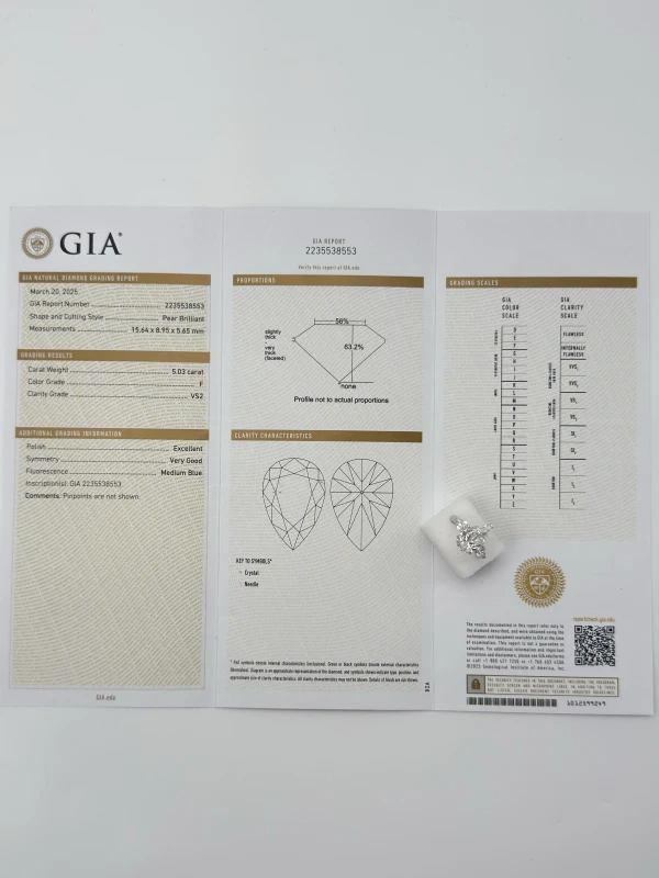 No name PEAR DIAMPOND 5.03 CT F/VS2 RING (GIA) NN 5.03 F/VS2 (GIA) 4