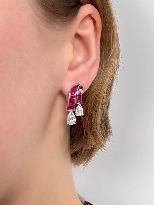 VERDI JEWELLERY СЕРЬГИ С БРИЛЛИАНТАМИ И РУБИНАМИ A79F 2