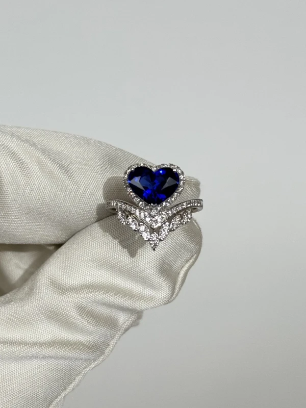 Earrings without a brand SAPPHIRE HEART 3.23 CT RING, ROYAL BLUE NNS3.23 CT 2