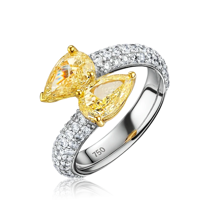 PEAR DIAMOND 1.01-1.01 CT FANCY INTENSE YELLOW/SI1 RING (GIA)