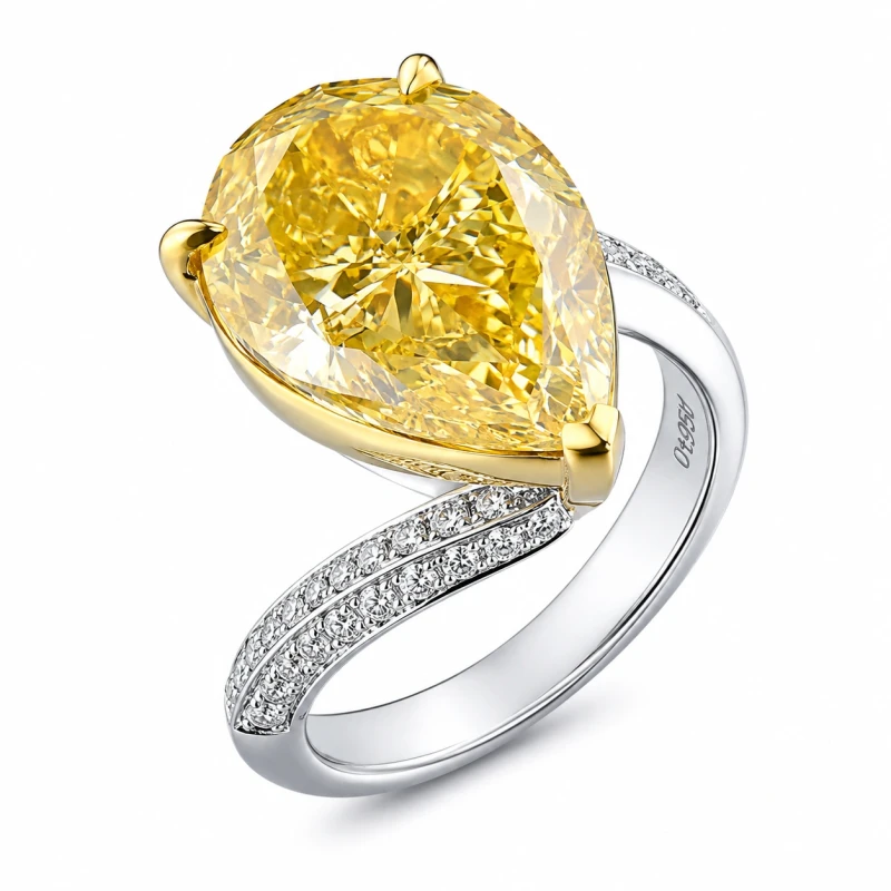 DIAMOND 11.74 CT FANCY LIGHT BROWNISH YELLOW/VS2 RING (GIA)