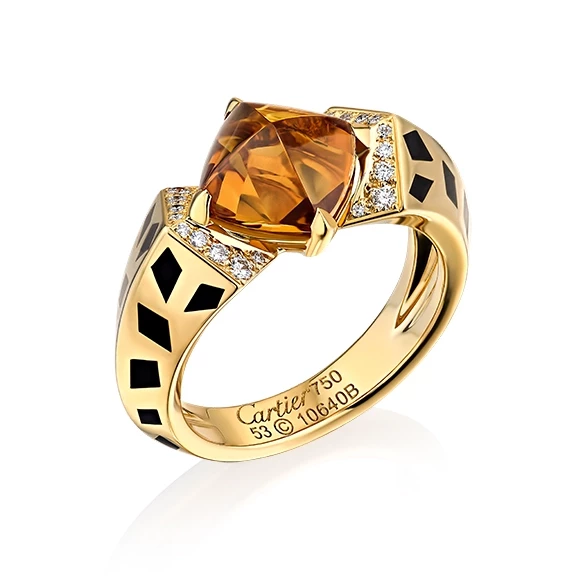 CARTIER CITRINE AND DIAMOND PANTHERE RING 