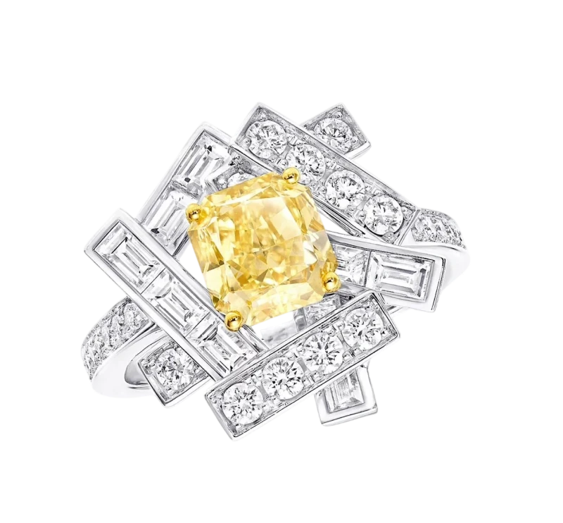 Threads Yellow and White Diamond Ring (GIA)