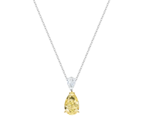 PEARSHAPE DIAMOND PENDANT 3.02 CT FANCY LIGHT YELLOW/INTERNALLY FLAWLESS (GIA)