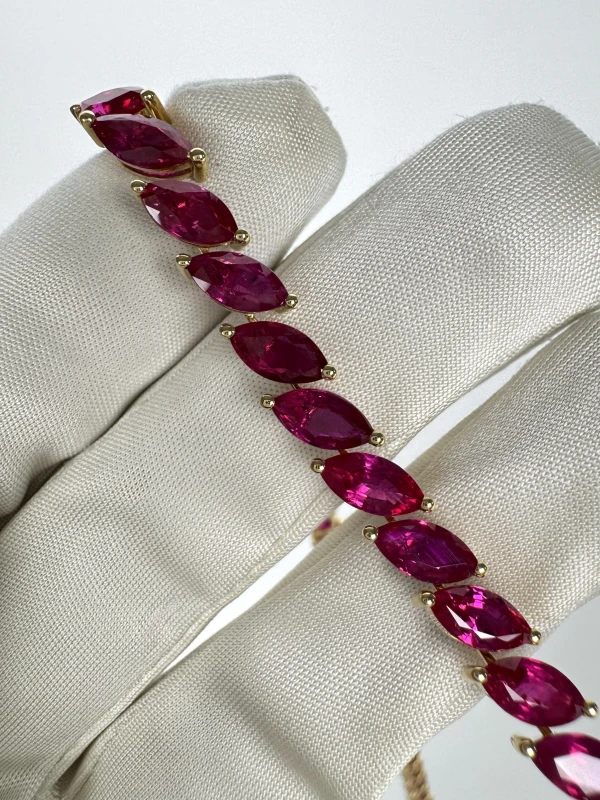 DeRosa MARQUISE RUBY 34.51 CT "VIVID PINKISH RED" NECKLACE, MOZAMBIQUE (GGL) N387150 4