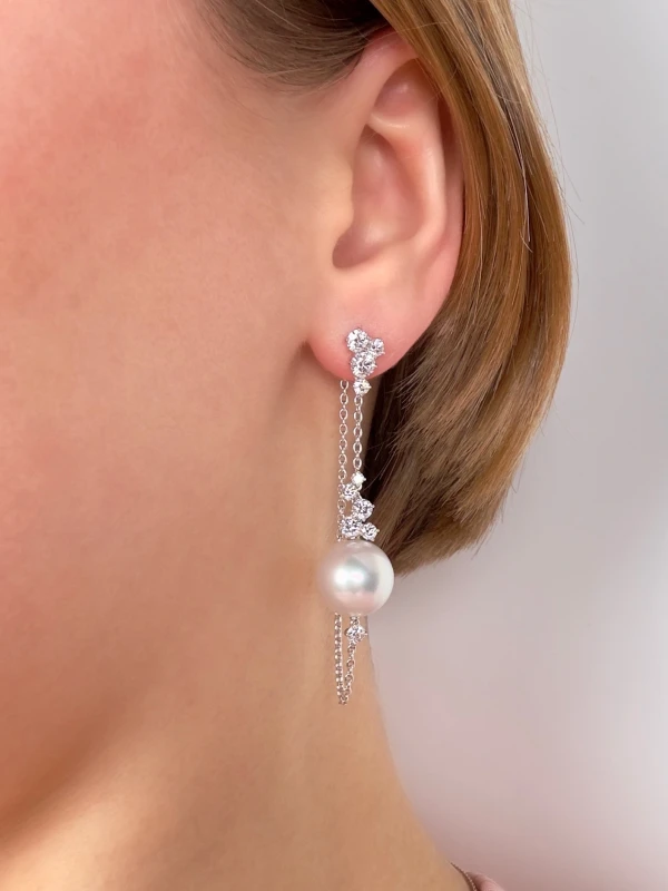 Mikimoto PEARL & DIAMOND EARRINGS ( Ø 13.42 mm) P2M86NDW 2