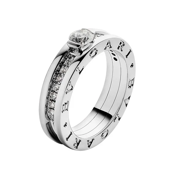 B.ZERO1 SOLITAIRE DIAMOND AND PAVED RING, WHITE GOLD