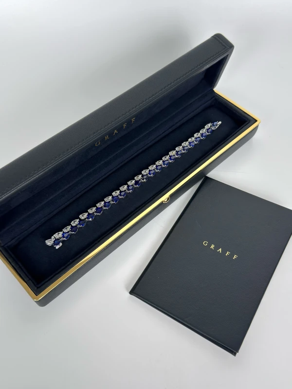 Graff Pear Shape Sapphire and Diamond Bracelet (SIZE 18) RGB294 7