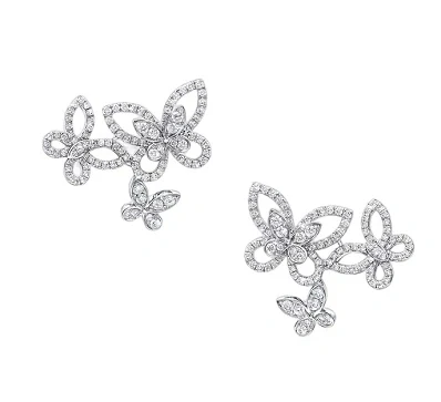 TRIPLE BUTTERFLY SILHOUETTE DIAMOND EARRINGS