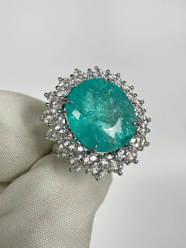 No name OVAL TOURMALINE PARAIBA 10.64 CT RING (SIZE 55) P10.64 CT 3