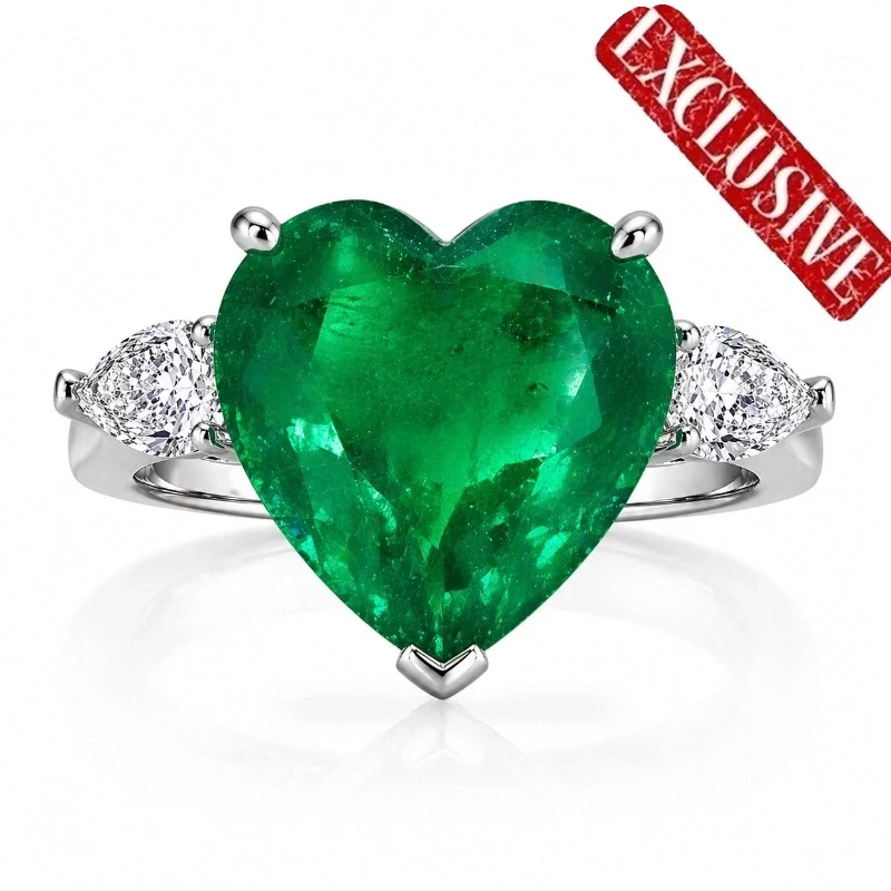 COLOMBIA EMERALD 18.13 CT VIVID GREEN RING (PLATINUM GRS, GUBELIN)