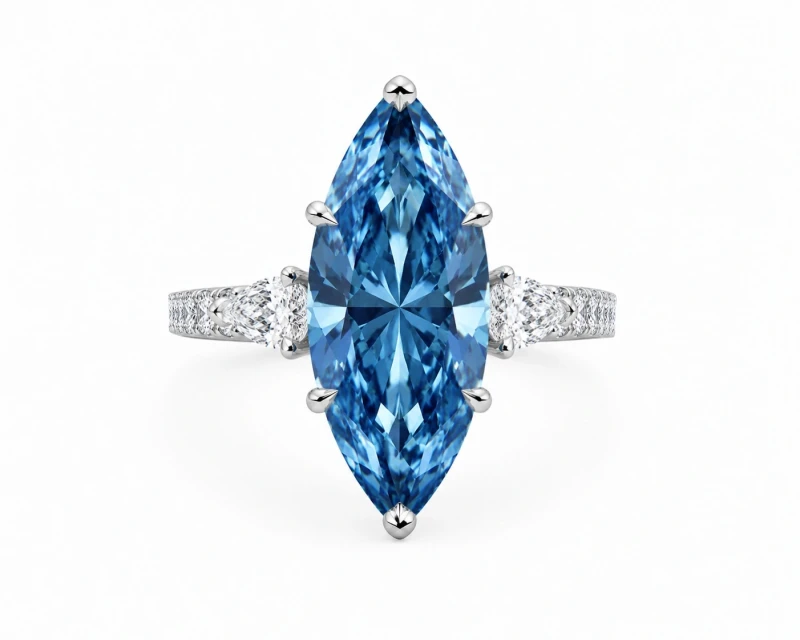 MARQUISE DIAMOND 7.02 CT FANCY VIVID BLUE RING (GIA)