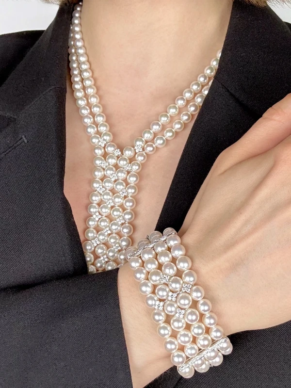 No name PEARL & DIAMOND SET 17.5-18.0 4