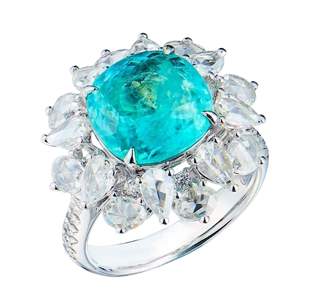 PARAIBA TOURMALINE  5.12 CT RING (AIGS)