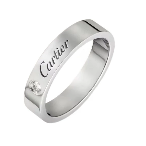 C DE CARTIER WEDDING BAND, PLATINUM, 1 DIAMOND (56 SIZE)