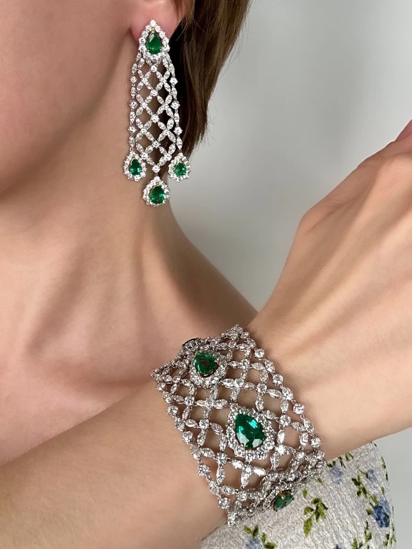 RalfDiamonds EMERALDS 10.05 CT & DIAMONDS 25.35 CT BRACELET RFD 10.05 CT 5