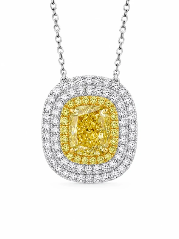 CUSHION DIAMOND 1.00 CT FANCY LIGHT YELLOW/SI2 PENDANT (GIA)