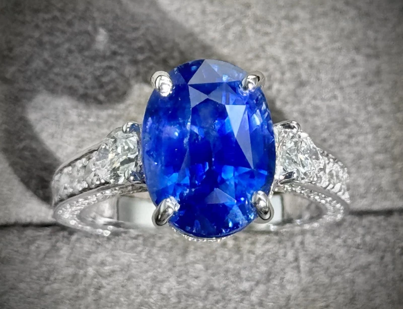 No name КОЛЬЦО С САПФИРОМ 9.07 CT (ROYAL BLUE, NOT HEATED) 9.07 CT 030824 4