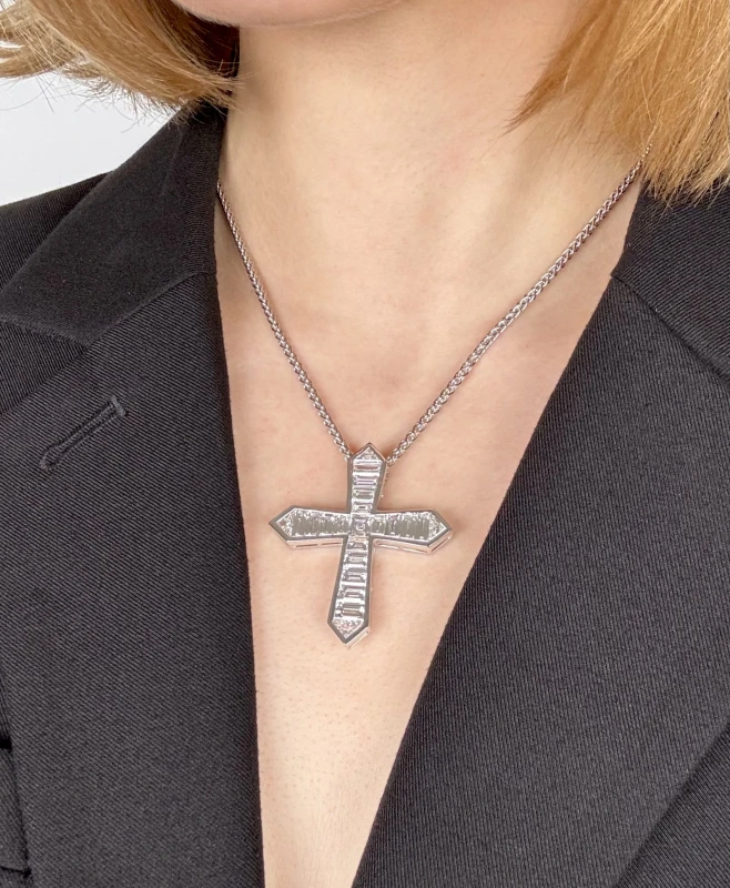 Graff BAGUETTE CUT DIAMOND CROSS PENDANT RGP 9.78 2