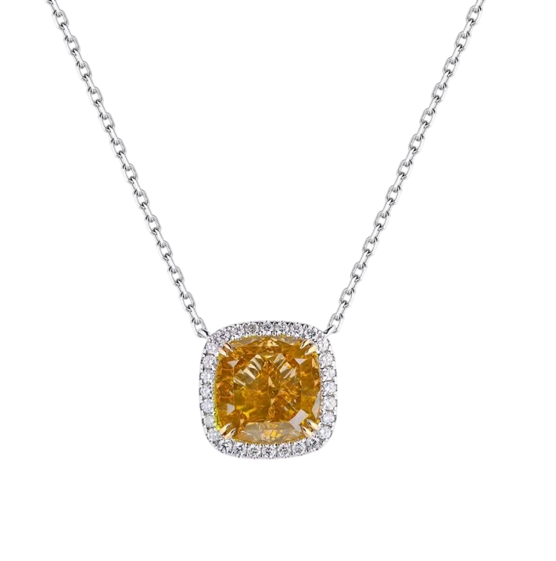 CUSHION DIAMOND 10.02 CT FANCY BROWN-YELLOW PENDANT (GIA)